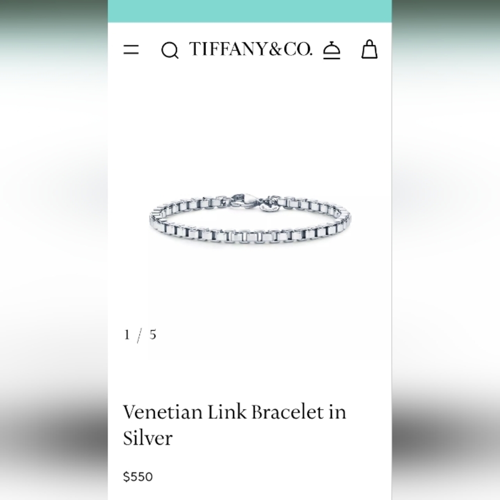 Elegant Silver Chain Bracelet TIIFANYS WITH TIFFANY BLUE POUCH 6.5 In Length - Picture 4 of 4